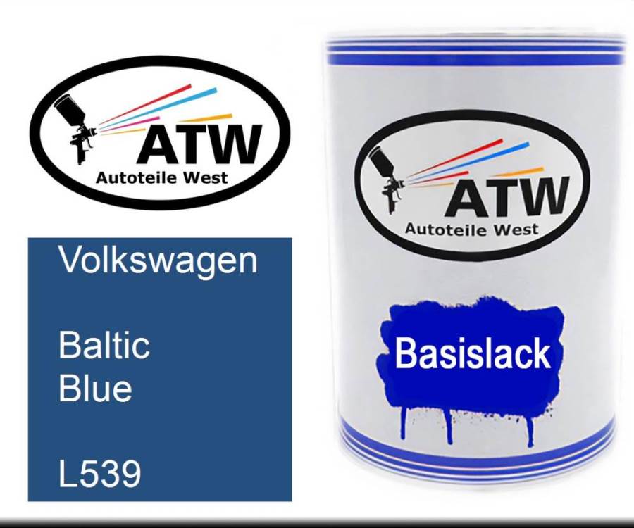 Volkswagen, Baltic Blue, L539: 500ml Lackdose, von ATW Autoteile West.